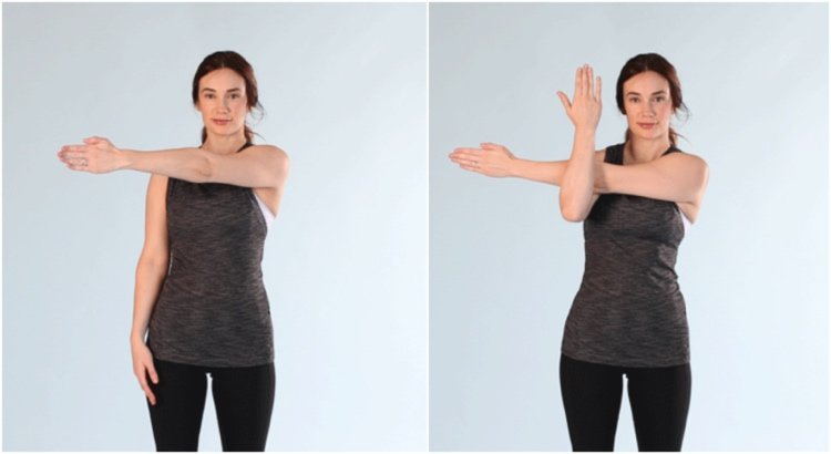 exercício simples de alongamento para o ombro