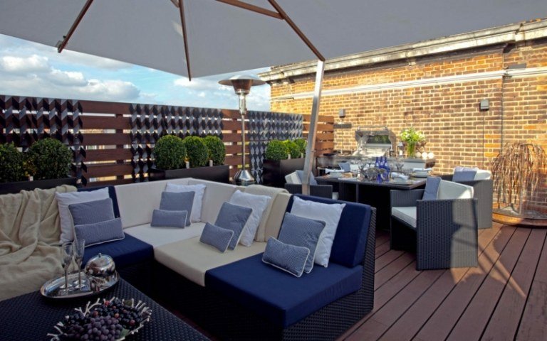 varanda e terraço móveis de vime proteção solar privacidade parquet sala de jantar