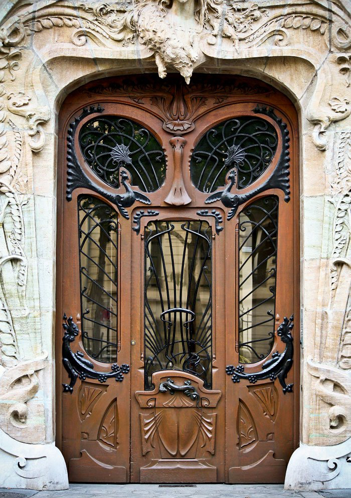 Fachada da porta de entrada da casa Art Nouveau Arquitetura Lavirotte