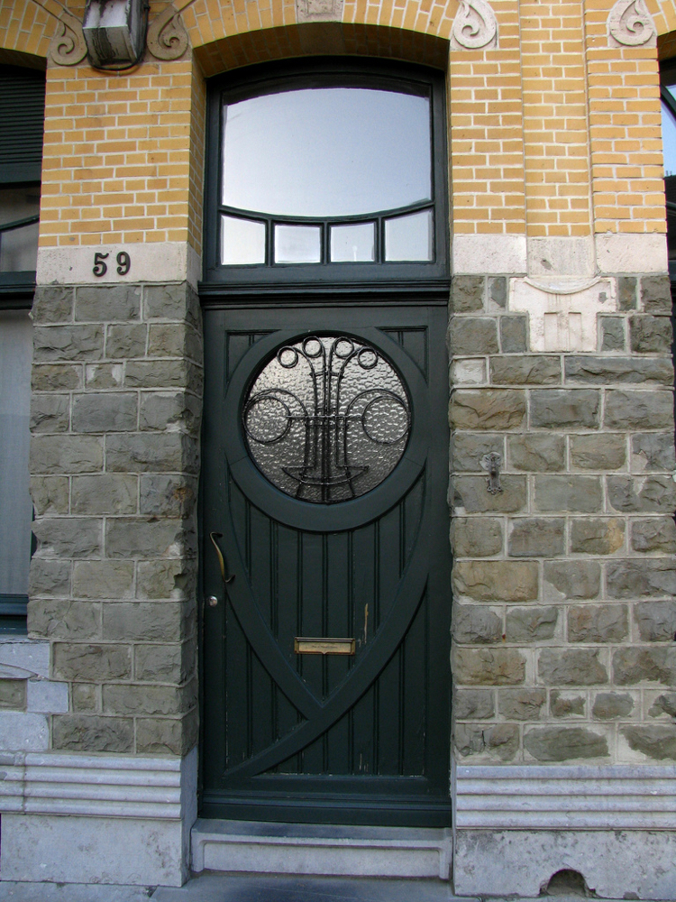 porta em vidro estreito art nouveau preto