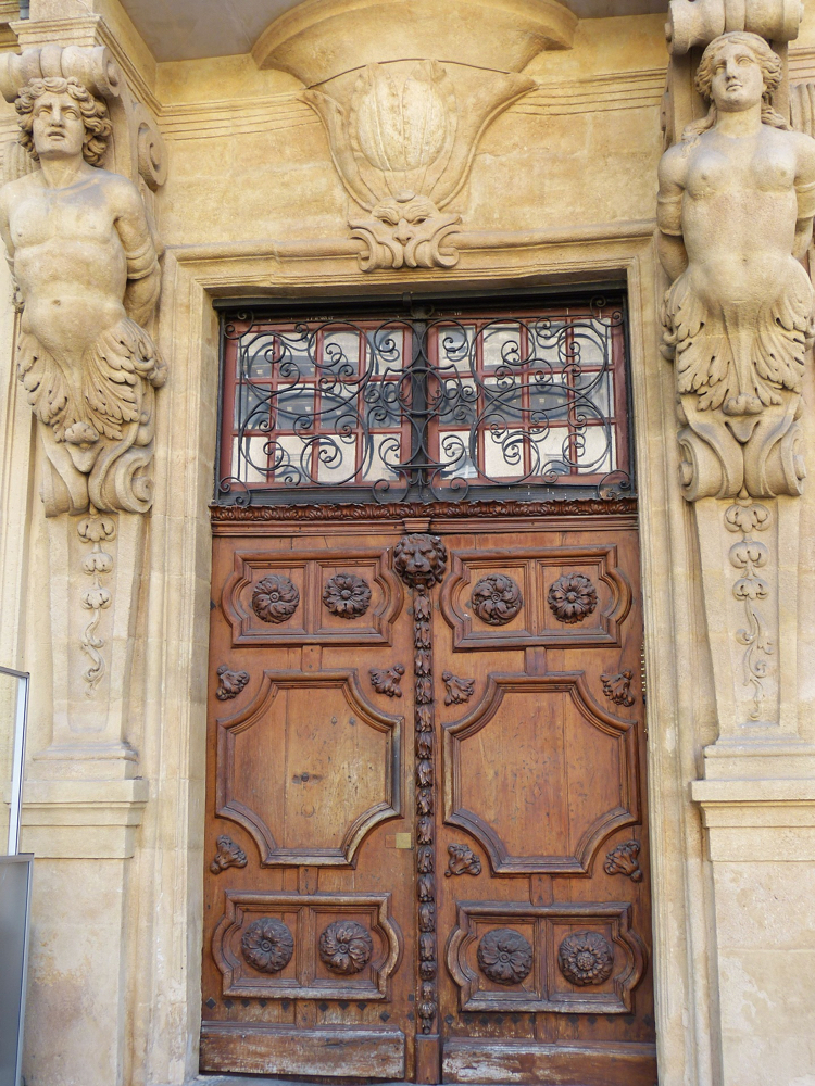 Porta feita de madeira maciça Rosetas Art Nouveau cabeça de leão