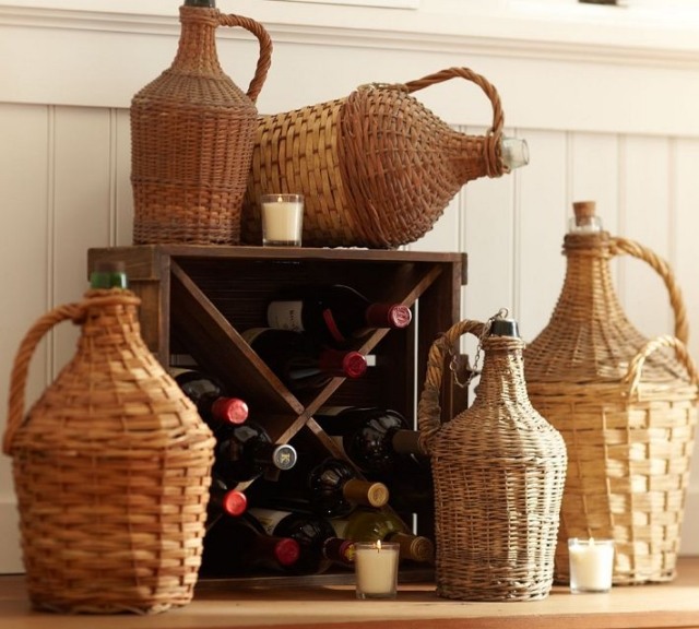 Cesta-garrafas-decorativas-vinho-rack-madeira escura