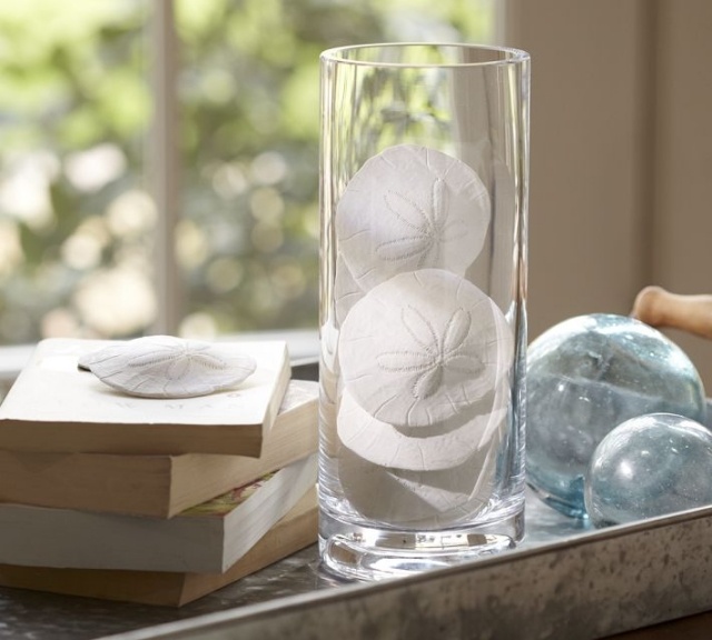 vaso de vidro de dólar de areia redondo moldes de gesso conchas padrão floral branco