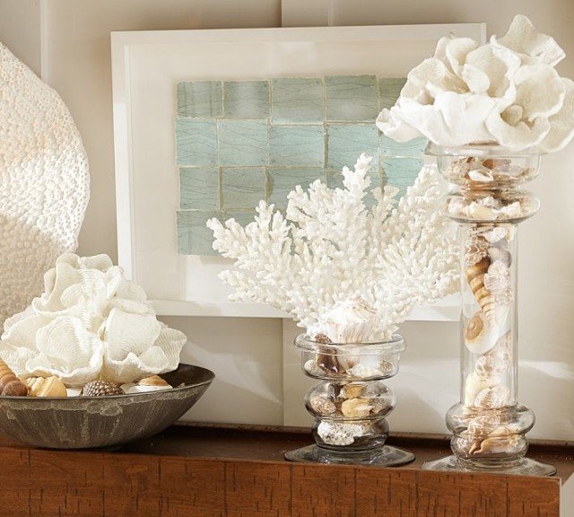 decorativos-acessórios-vidro-vasos-conchas-coral-decoração de parede