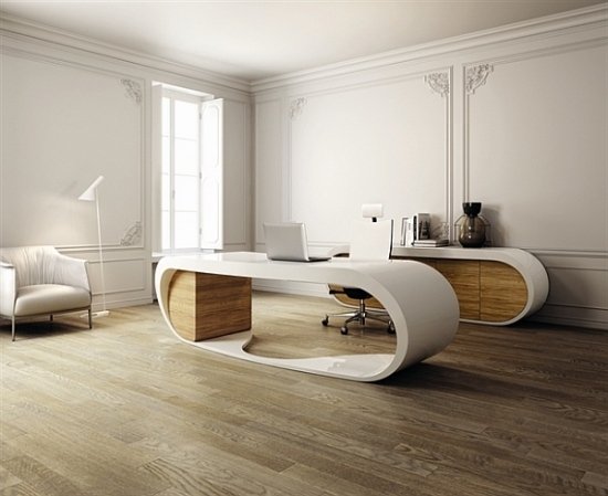 Viver ideias para casa escritório - branco bege - alta moderna - mesa futurista