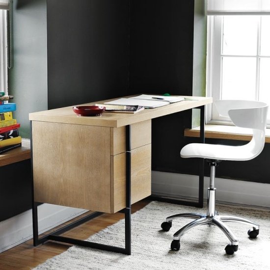 Viver ideias para casa escritório - branco marrom - cadeira retro moderna
