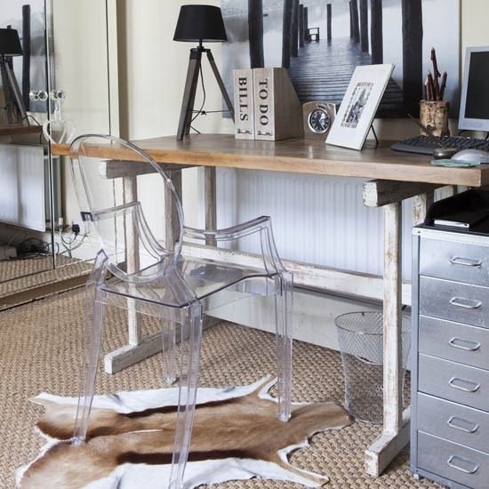 Cadeira moderna de ideias vivas, escritório em casa marrom-transparente