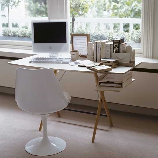 Viver ideias escritório em casa cadeira branca simples moderna minimalista