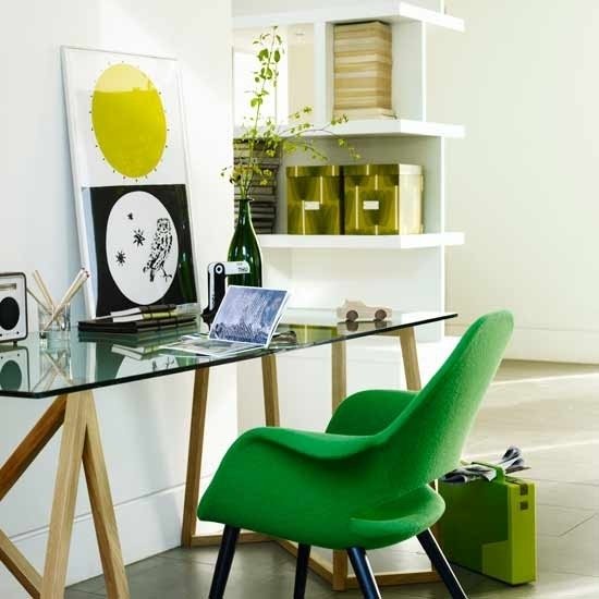 Viver ideias escritório em casa verde retro cadeira moderna
