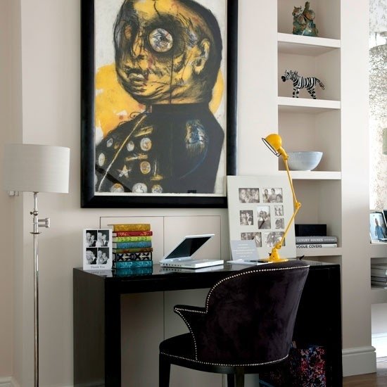 Viver ideias para casa escritório-amarelo preto-imagem moderna