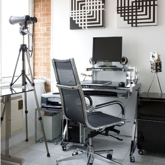 Viver ideias Home Office mobiliário preto e branco-moderno-industrial chique