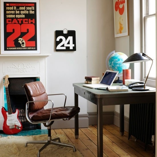 Viver ideias para casa escritório - móveis retrô marrom escuro vermelho