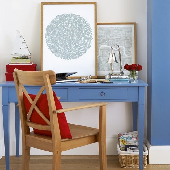 Viver ideias para casa escritório - azul claro - móveis de estilo retro