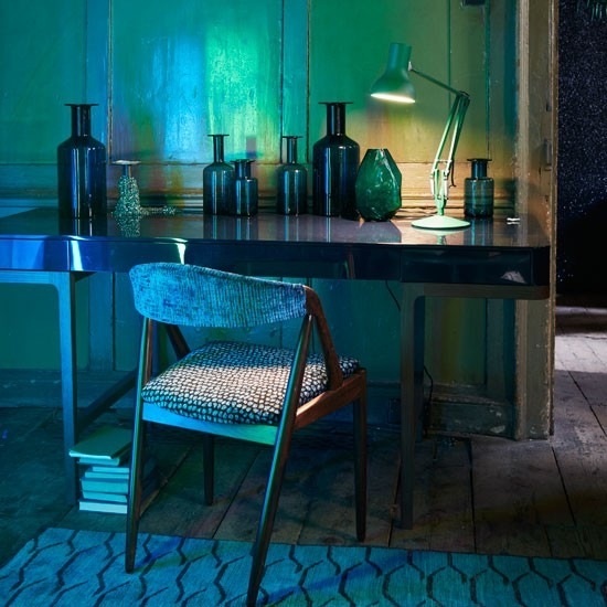 Viver ideias fonte de luz retro azul verde escritório em casa