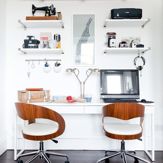 Viver ideias escritório em casa branco preto estilo retro