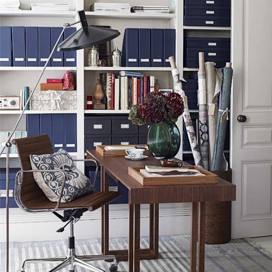 Viver ideias para casa escritório-azul marrom-industrial chique-estilo retro