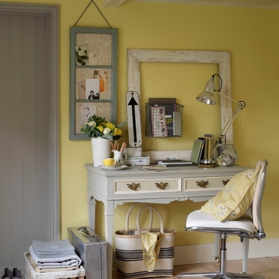 Viver ideias escritório em casa amarelo cinza móveis vintage