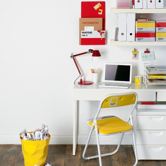 Viver ideias escritório em casa amarelo design moderno de móveis que economizam espaço