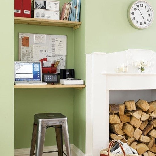 Viver ideias Home Office - verde moderno - quartos pequenos que economizam espaço