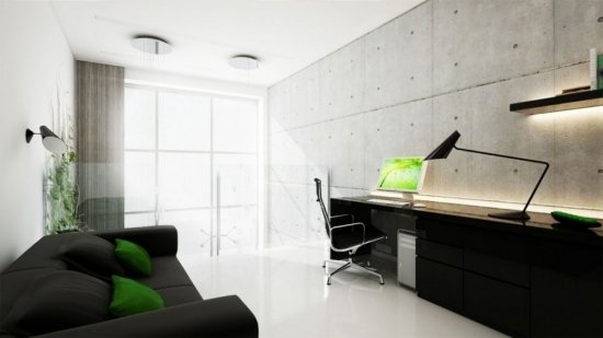 Viver ideias escritório em casa preto branco verde interior moderno