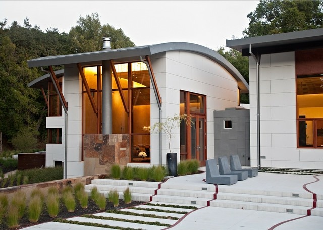 Casa moderna com design de terraço, ideia legal