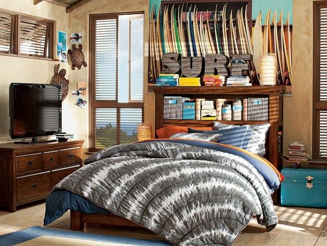 quarto de menino-surf-lema-decoração-mobília-madeira maciça-móveis-cama de casal
