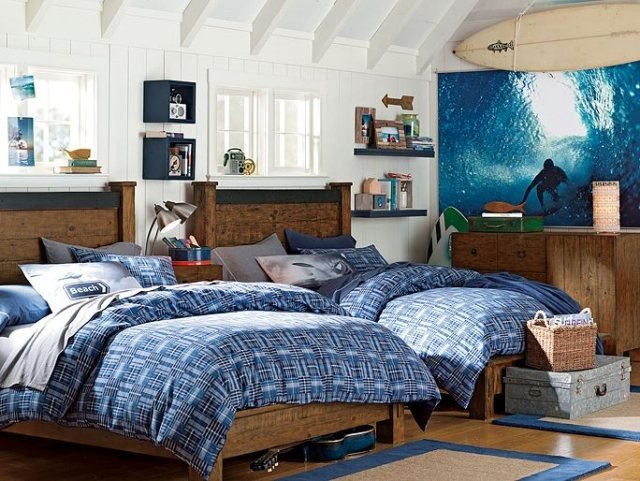 Surf-lema-jovem-quarto-idéias-interiores-para-meninos-quarto-parede-decoração-fotos