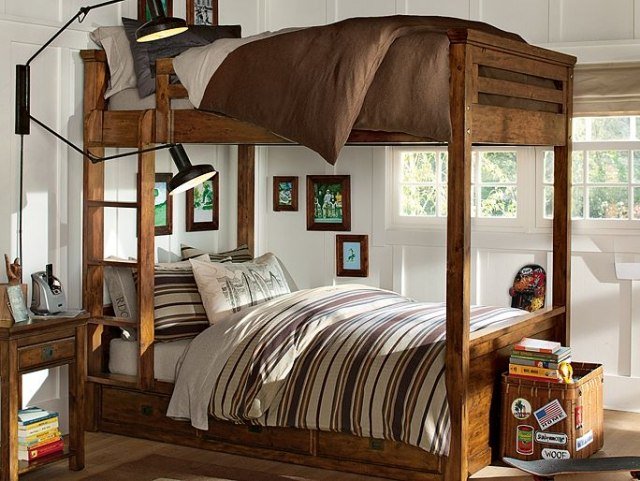 Cama de madeira - camas loft - clássico - quarto da juventude - idéias de mobília - quarto do menino