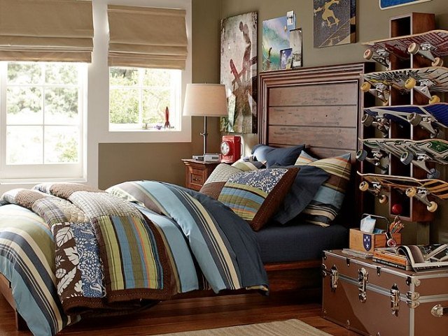 cortinas plissadas com tema de skatista quarto-roupa de cama-colorido-padrão floral