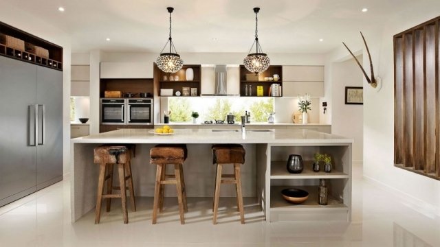 cozinha designer ideias para ilhas rústicas bancos de bar prateleiras abertas