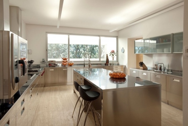 soluções de cozinha de aço inoxidável ilha de cozinha luzes de teto de superfície de fácil manutenção