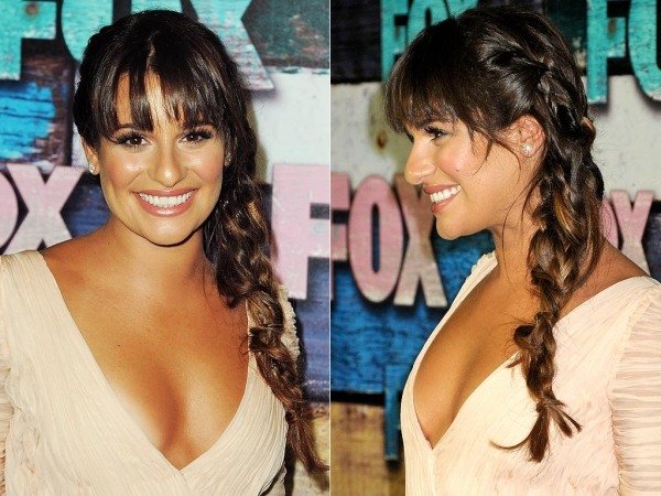 penteados lea michele - com rabo de cavalo - caindo livremente sobre o ombro