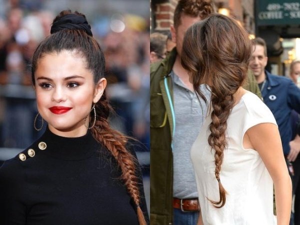 penteado trançado selena gomez - casual trançado toque retrô