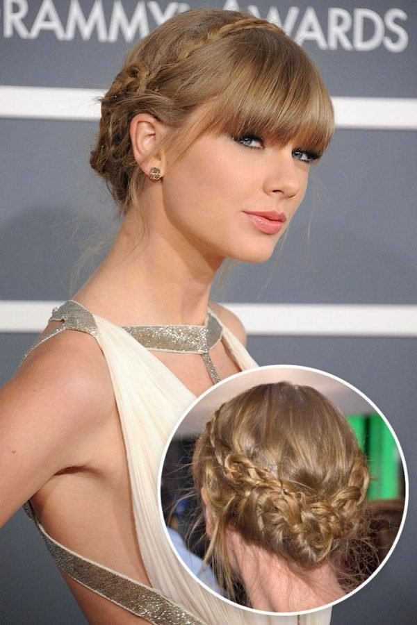 penteado de pônei taylor swift com cabelo meio longo ideias