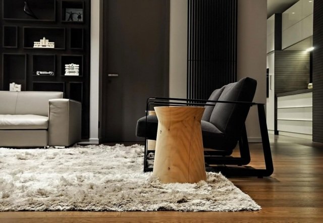 sala de estar moderna mesa de apoio com piso de carpete macio