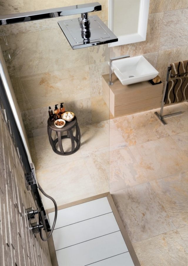 banheiro ardesie design miragem azulejos de grés bege área do chuveiro