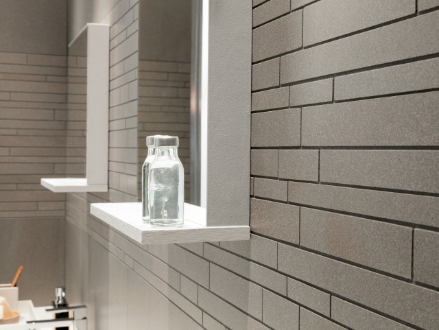 Esprit banheiro design de azulejos de parede taupe espelho de parede