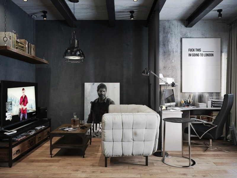 Idéias para sala de estar design cor cinza antracite