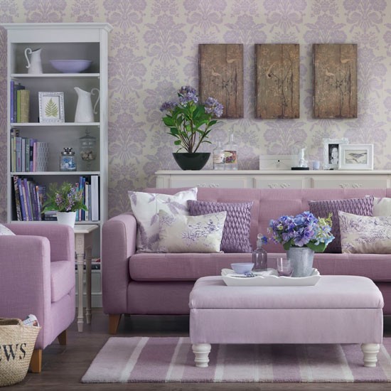 Ideias para a vida na sala de estar - roxo violeta - móveis retrô