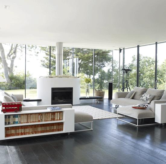 Ideias para morar na sala de estar - bege preto - design moderno