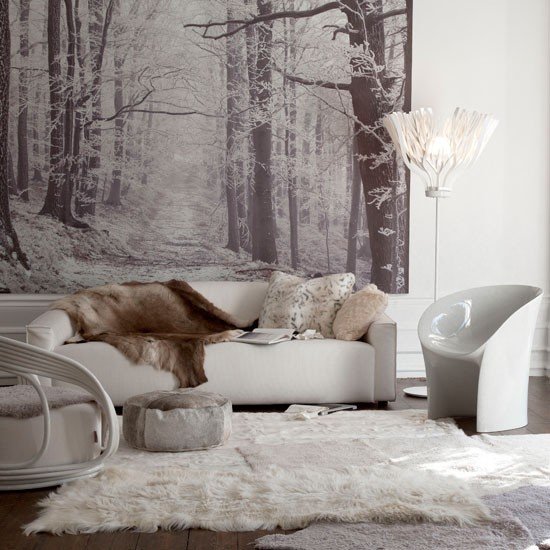 Ideias para morar na sala de estar - bege acinzentado - design moderno