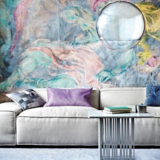 Idéias de vida para sala de estar - cinza roxo - móveis modernos