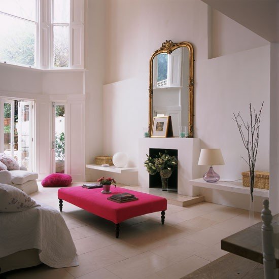 Ideias de vida para sala de estar - rosa neurtal - arranjo moderno
