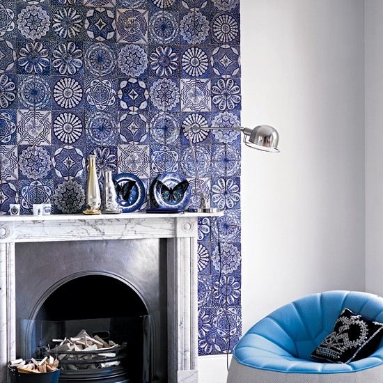 Ideias para a vida na sala de estar - nuances de azul - móveis modernos