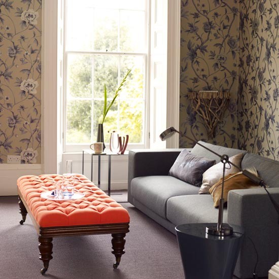Idéias de vida - sala de estar - laranja cinza - mistura de estilo moderno