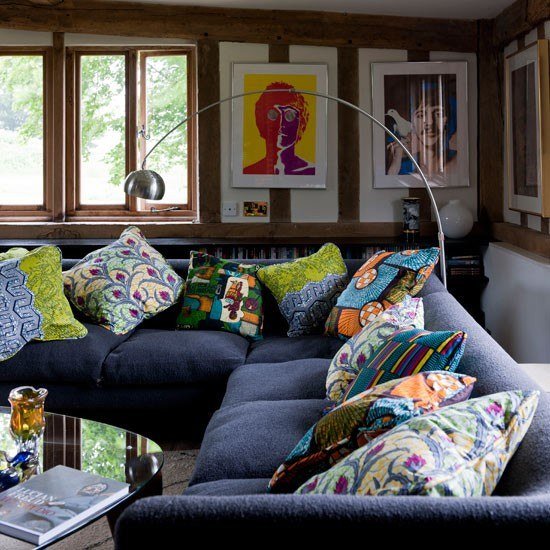 Ideias para morar - sala de estar - mistura de estilo verde azulado - móveis modernos