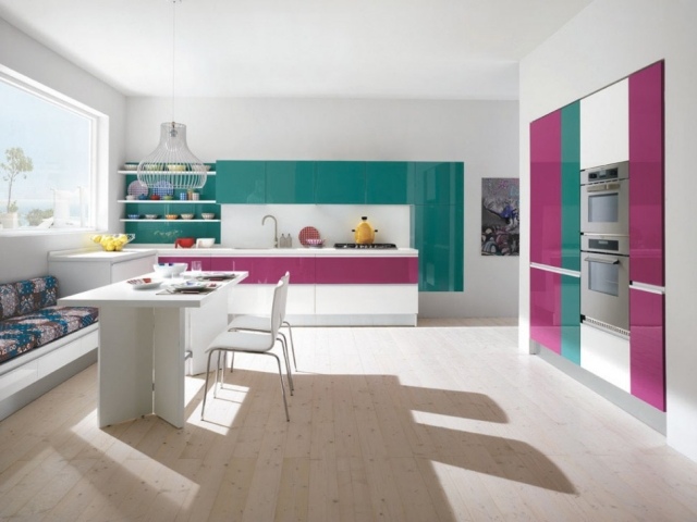 coloridas combinações de cores fortes cozinhas modernas colombini casa-itália