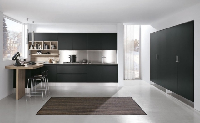 cozinha embutida preta com frentes mate design de cozinha conceitos individuais