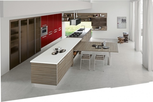 cozinha aberta armários de design italiano feitos de imitação de madeira