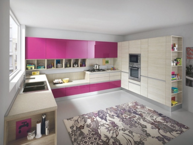 cozinhas modernas colombini casa laca rosa brilhante frentes - ambiente feminino